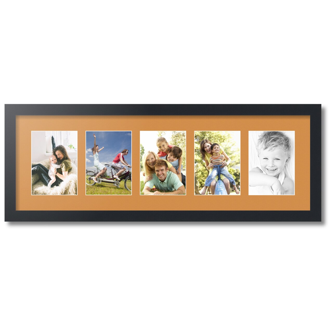 ArtToFrames Collage Photo Picture Frame with 5 - 5x7 inch Openings, Framed in Black with Over 62 Mat Color Options and Plexi Glass (CSM-3926-152)